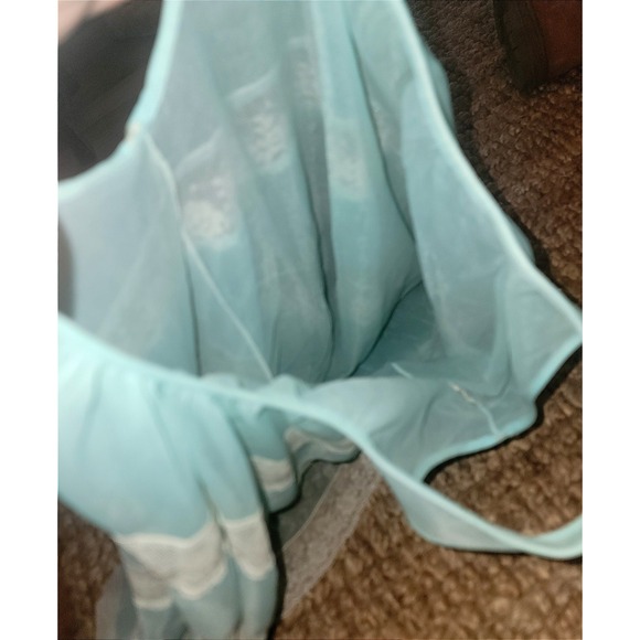 Miss Elaine 1960s Chic Blue Chiffon Lace Short Nightie w Sheer Robe 3/4 slv S/M - Picture 13 of 16